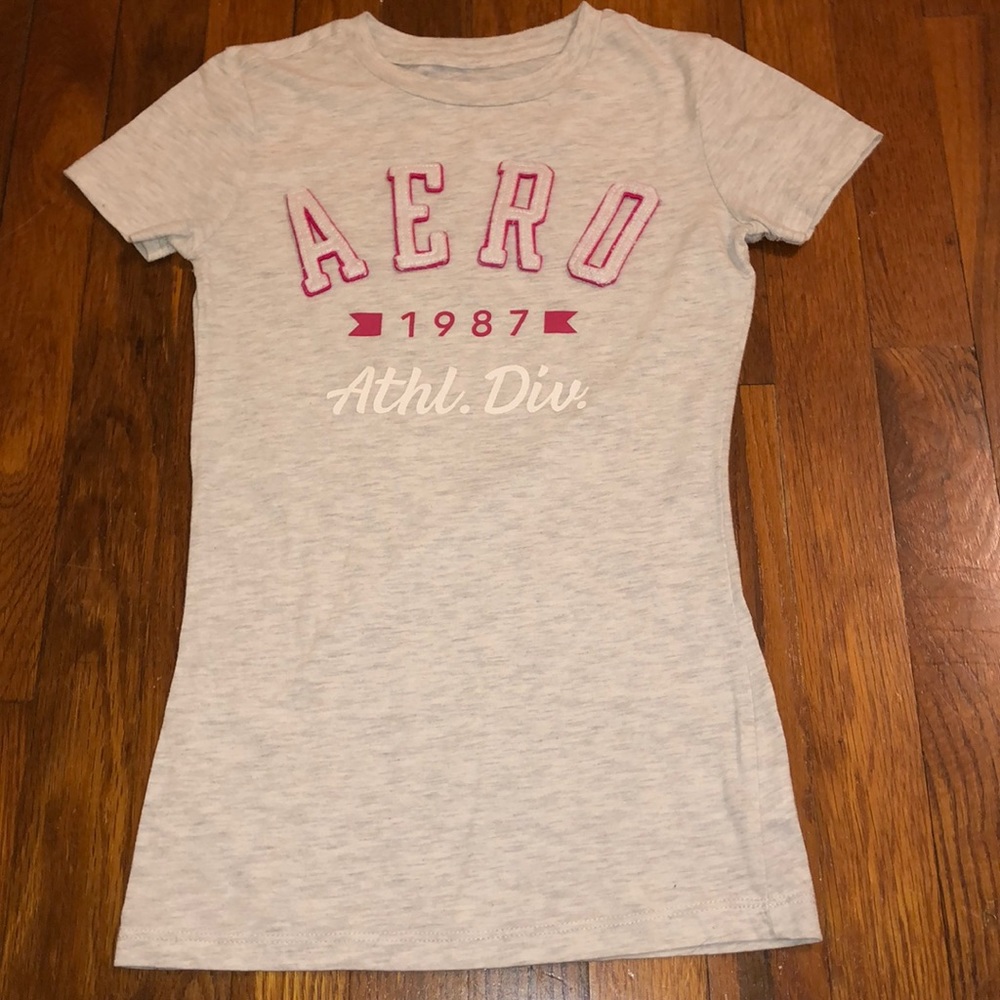 It is a grey aeropostale shirt.